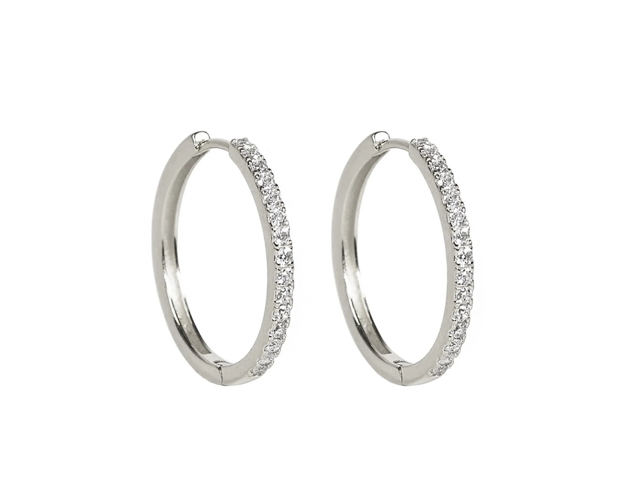 Dainty CZ Hoop Earrings: 18K Gold Sterling Silver Pave Hoops