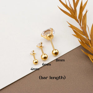 2-8 Mm round CZ Earrings,Tiny Diamond Earrings,Titanium Steel Cz Earrings,Gemstone Screw Back Earrings,Wedding Cz Earrings,Stacking Earrings