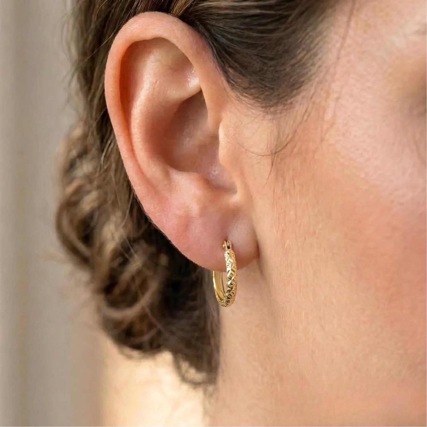 14K Solid Gold Small Hoops, Fancy Hand Engraved Hoop Earrings, 2Mm Thin, Designer Hoops Handmade by TILO Jewelry