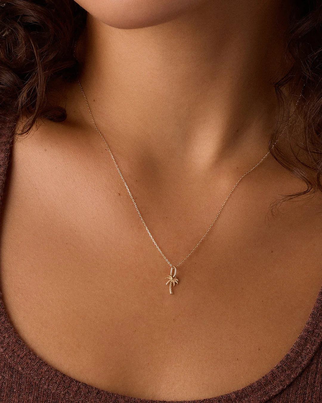 Gold Palm Charm Necklace