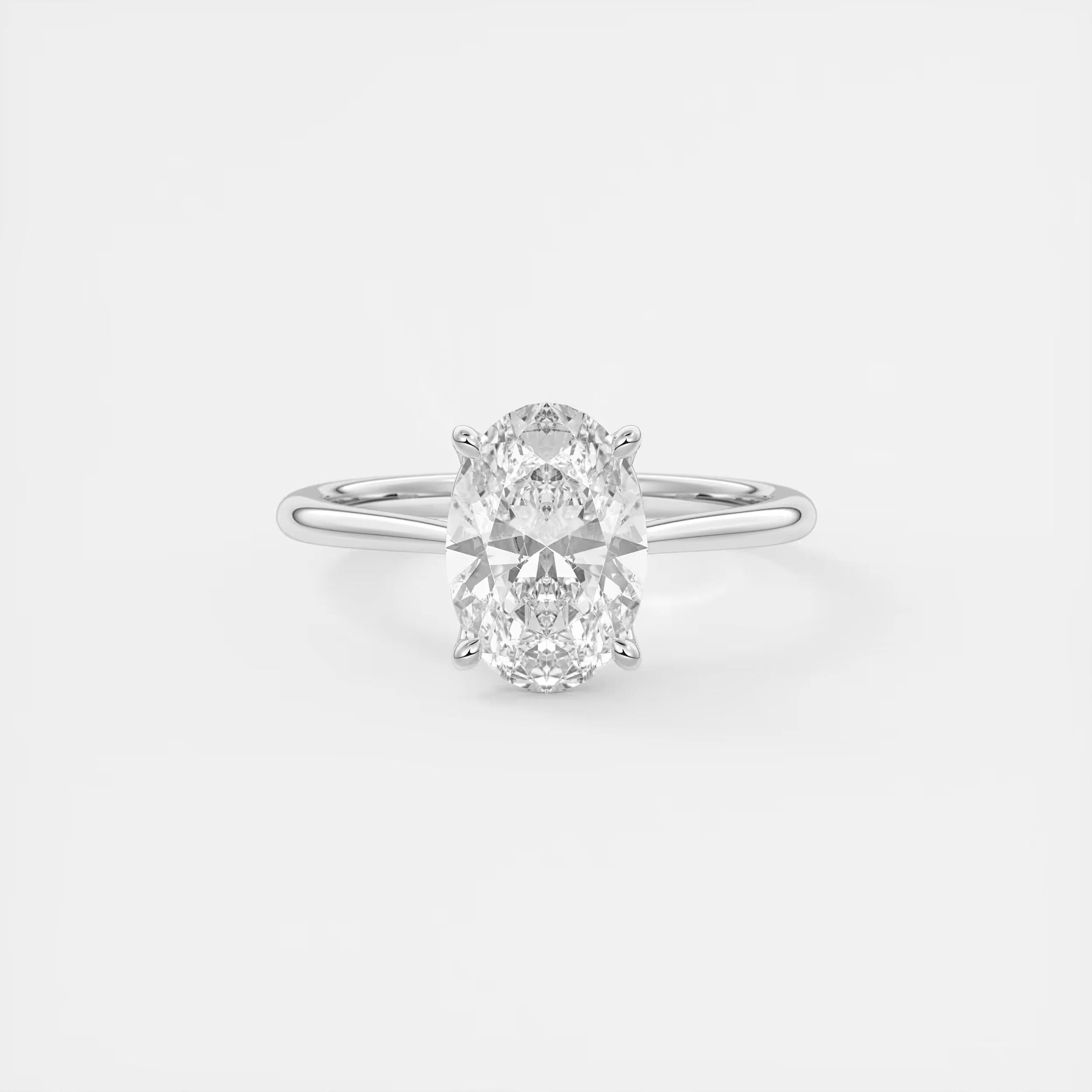 2.00 Oval Cut Lab Grown Diamond Solitaire Ring, 14K Solid Gold Two Tone Flower Engagement Ring, Wedding Ring, Bridal Ring, Anniversary Gift.