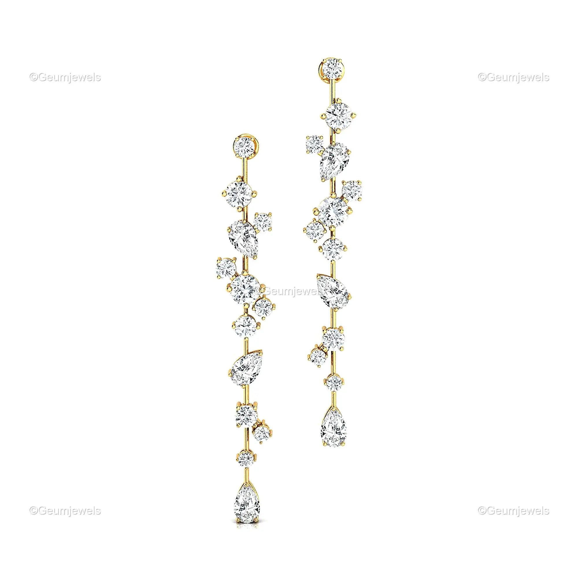 Lab Created Diamond 14Kt White Gold Long Drop Bridal Earrings