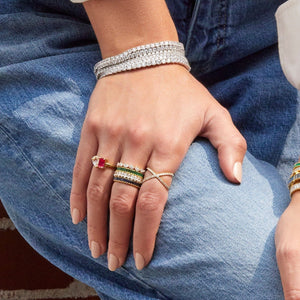 Lab Grown Green Emerald Baguette Eternity Ring NikNenz™ Premium Gold & Diamonds