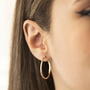14K Gold Dainty Hoop Earrings - 34mm Large Real Gold Hoops for Women.