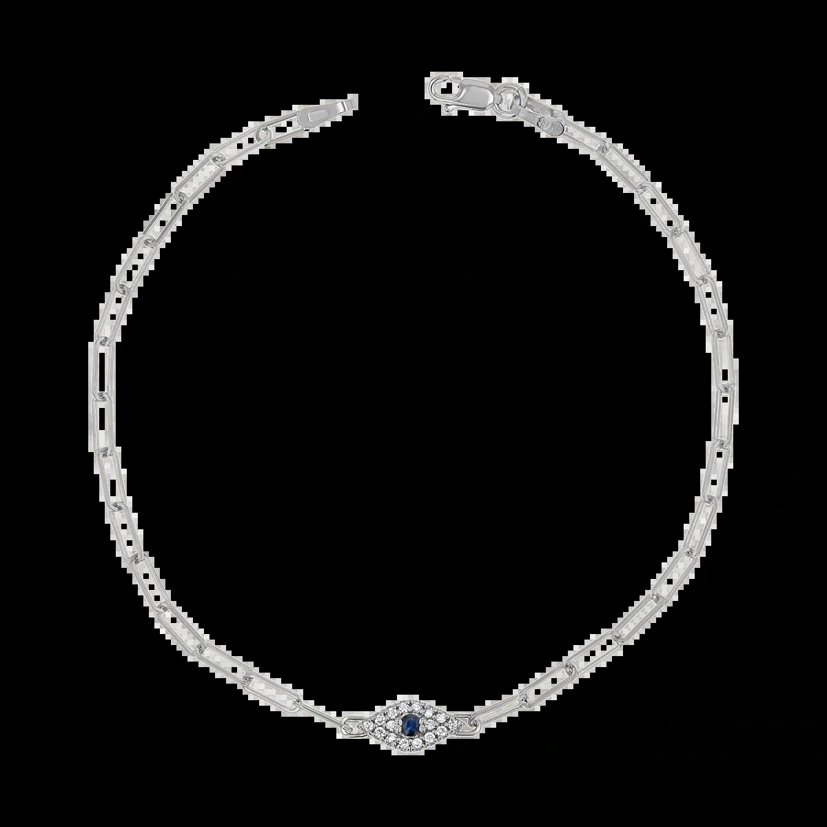 Diamond Evil Eye Paperclip Bracelet