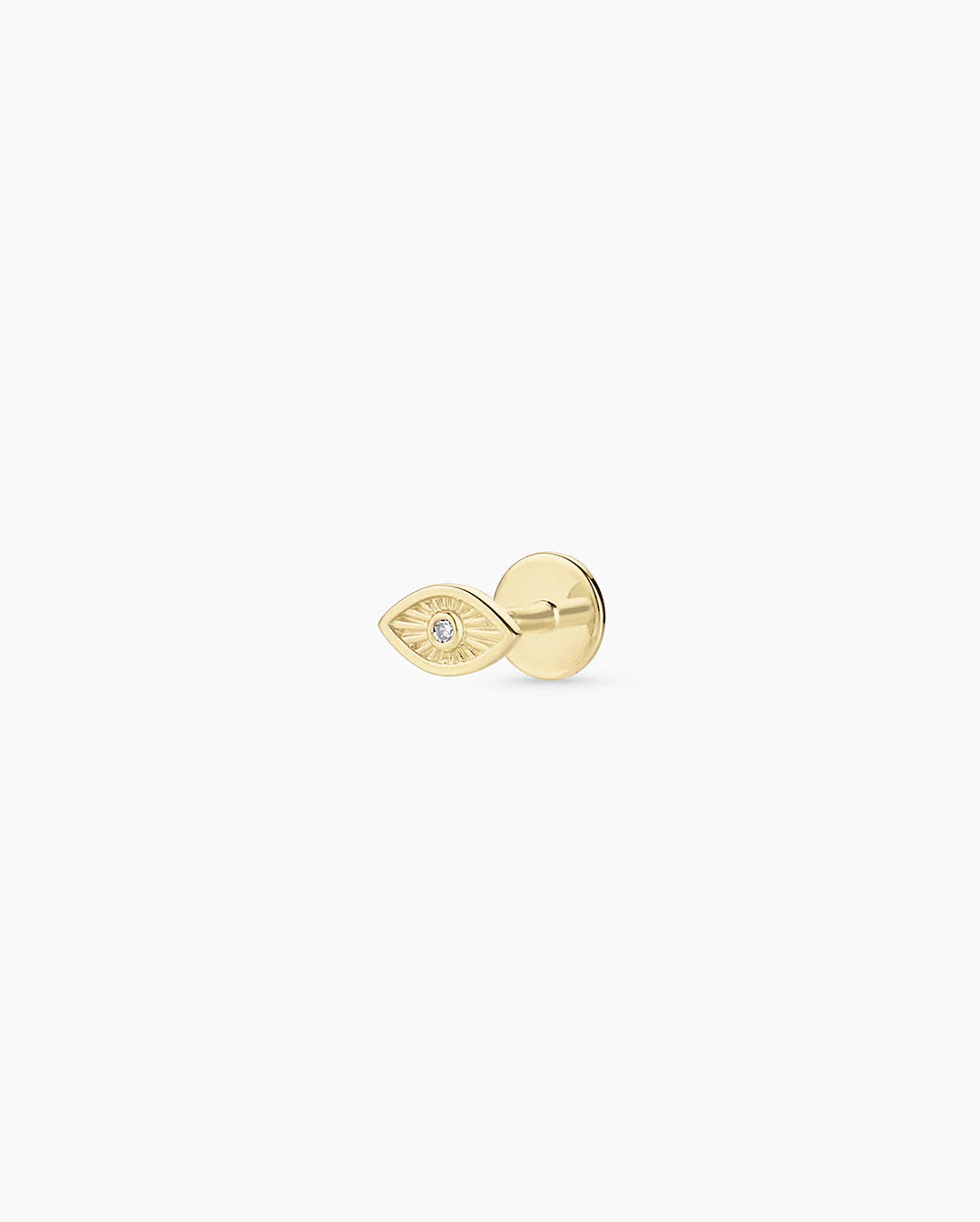 14K Diamond Evil Eye Flat Back Single Stud