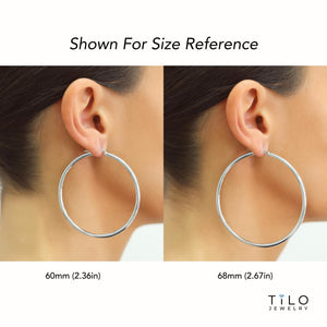 Classic 925 Sterling Silver Chunky Polished Hoop Earrings - 3mm Thin Shiny Elegance.