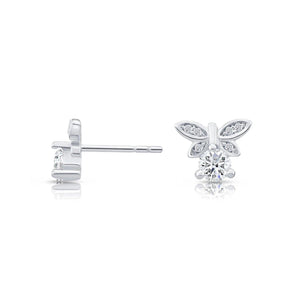 Stunning Sterling Silver CZ Dragonfly Stud Earrings.