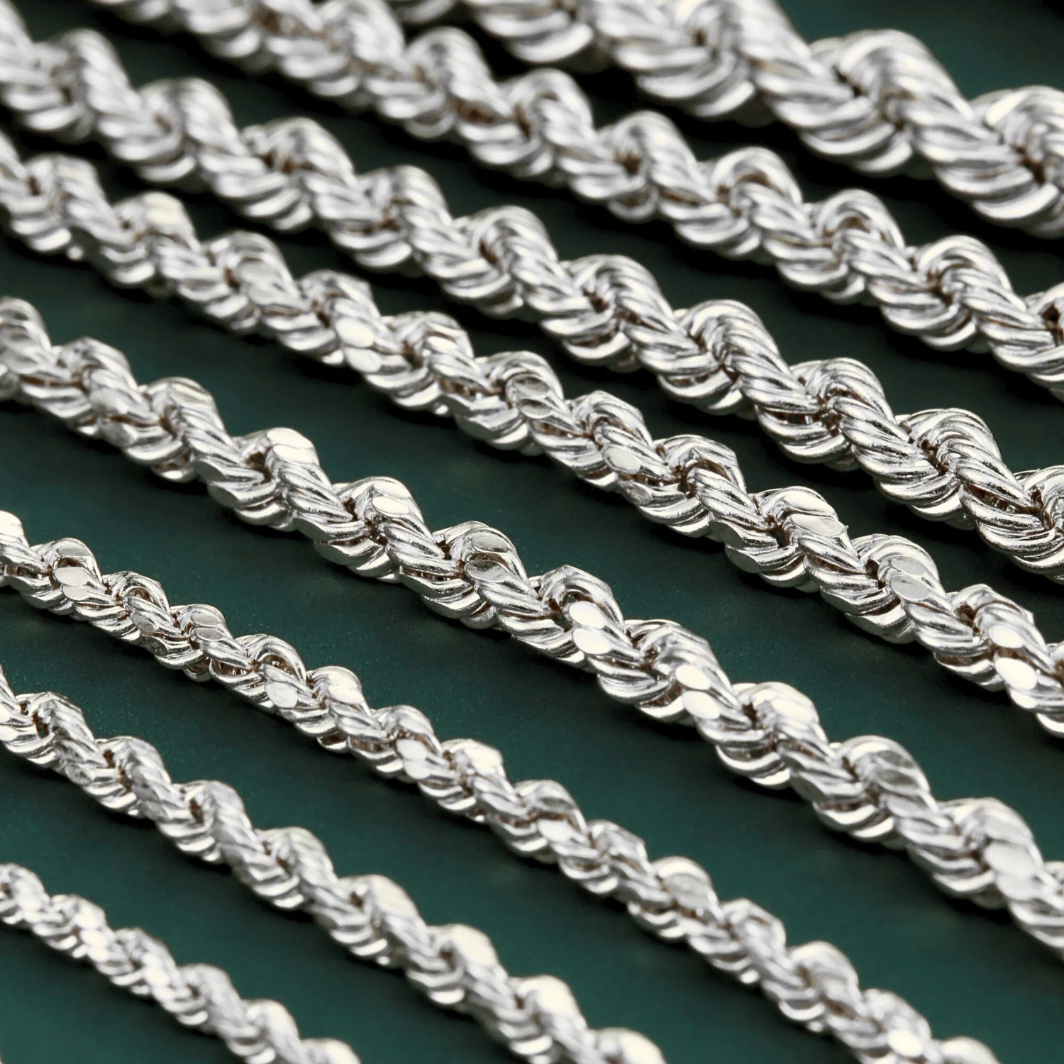 Solid Sterling Silver Rope Chain Bracelet