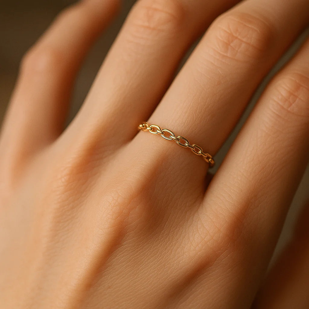 14K Yellow Gold Stackable Cuban Link Ring