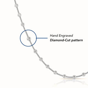 Illuminate Your Style with a 925 Sterling Silver Diamond Cut Moon Beaded Ball Station Bracelet - Italian Craftsmanship, 7-7.5 Inch.