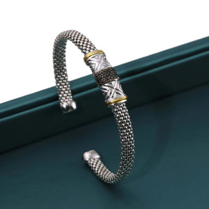 Sterling Silver Black Onyx Italian Cuff Bracelet, Fits 7In-8In