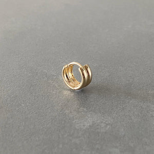 Stunning 14K Solid Gold Chunky Huggie Earrings - Fashionable 11mm Hinged Gold Hoops.