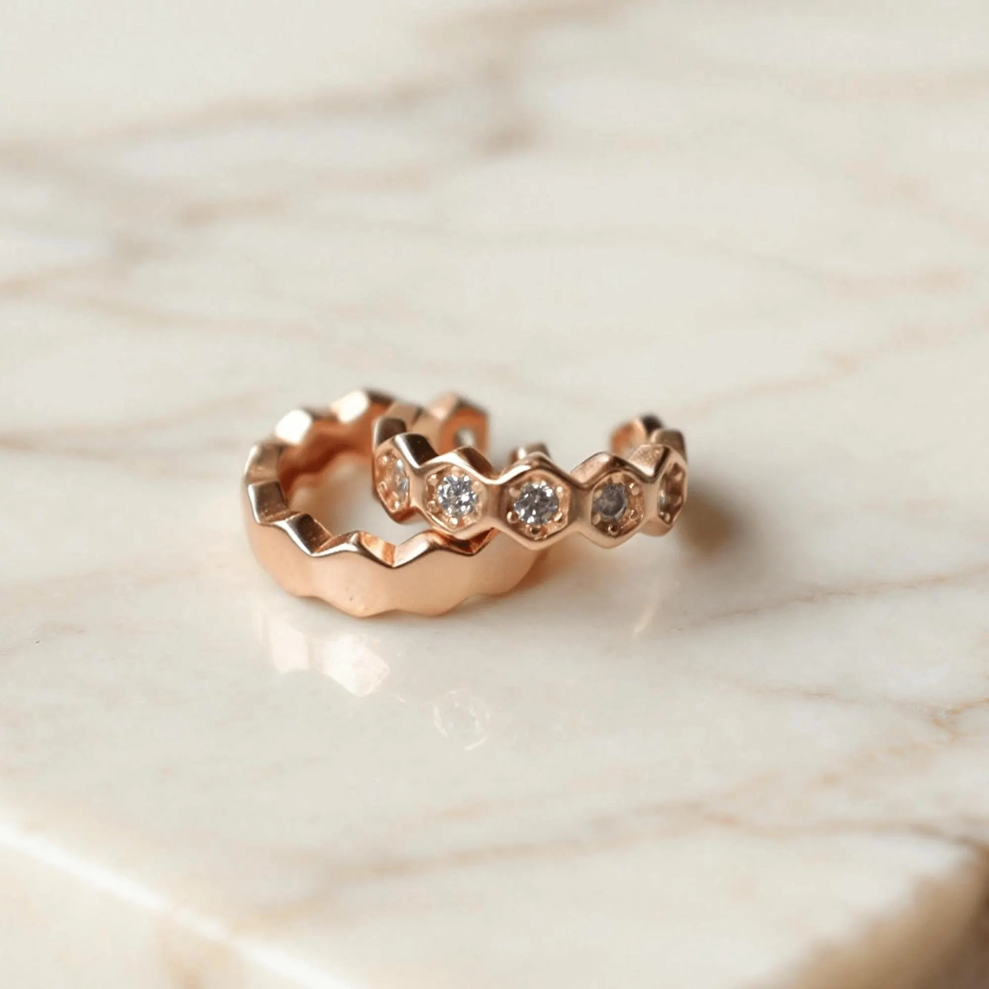 Rose Gold Ear Cuffs, Diamond Cartilage Ear Wrap, No Piercing, Minimalist Cuff Jewelry