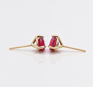 Stunning 14K Solid Gold Ruby Stud Earrings - Natural Round Cut July Birthstone Jewelry.
