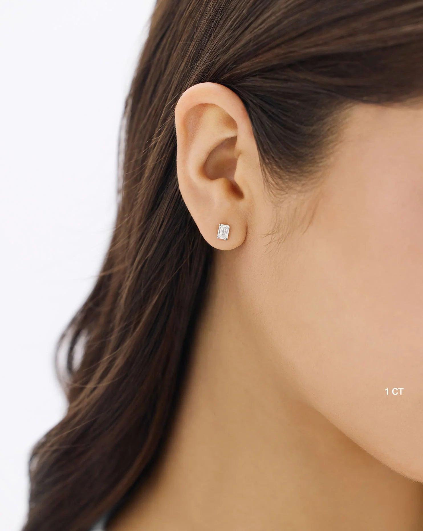 Elegant Emerald Lab Diamond Studs – Timeless Sparkle for Every Occasion.