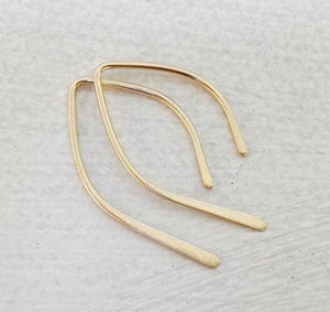 Dazzling 14K Gold Wishbone Open Hoop Earrings - Minimalist 1 Inch Threader Design.