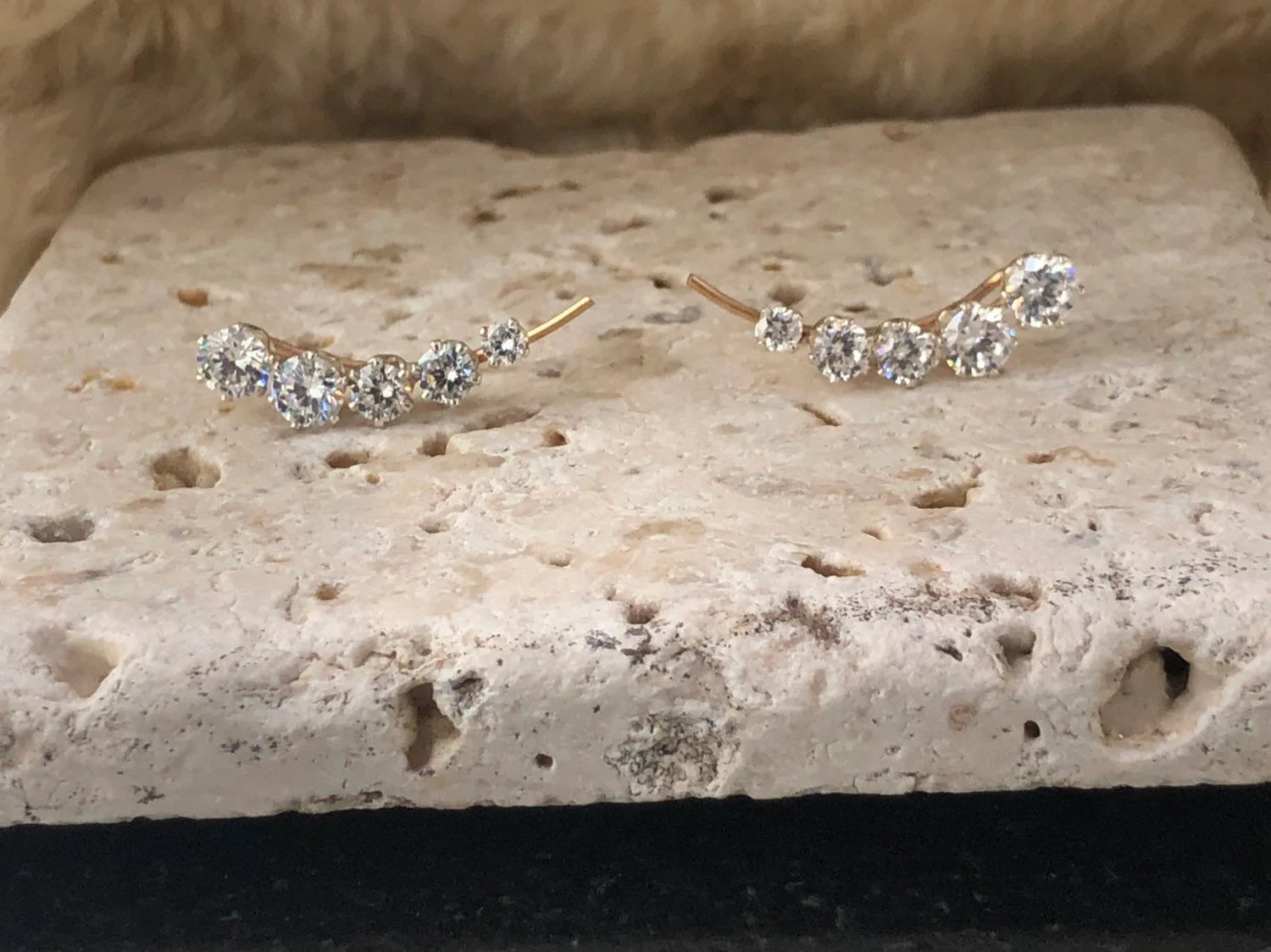 CZ Ear Climber • Sterling Silver or Gold Filled • Only One Piercing Needed