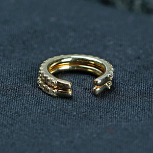 Solid 14K Yellow Gold Cartilage Cuff Earrings Black Diamond Peach Sapphire Gemstone Ruby Jewelry Ear Cuff Gift Christmas New Design (Single)