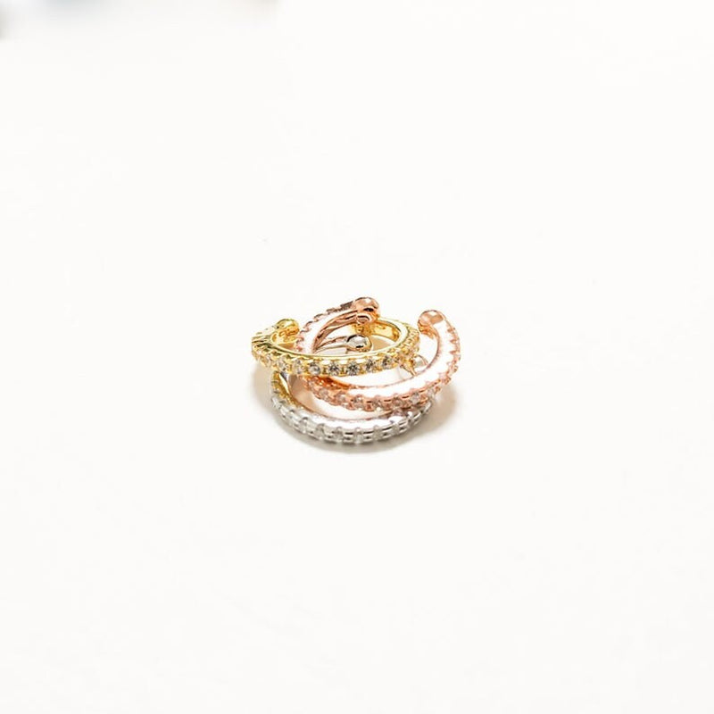 Ear Cuff Earring Cubic Zirconia Diamond Cuff in Gold Rose or Silver