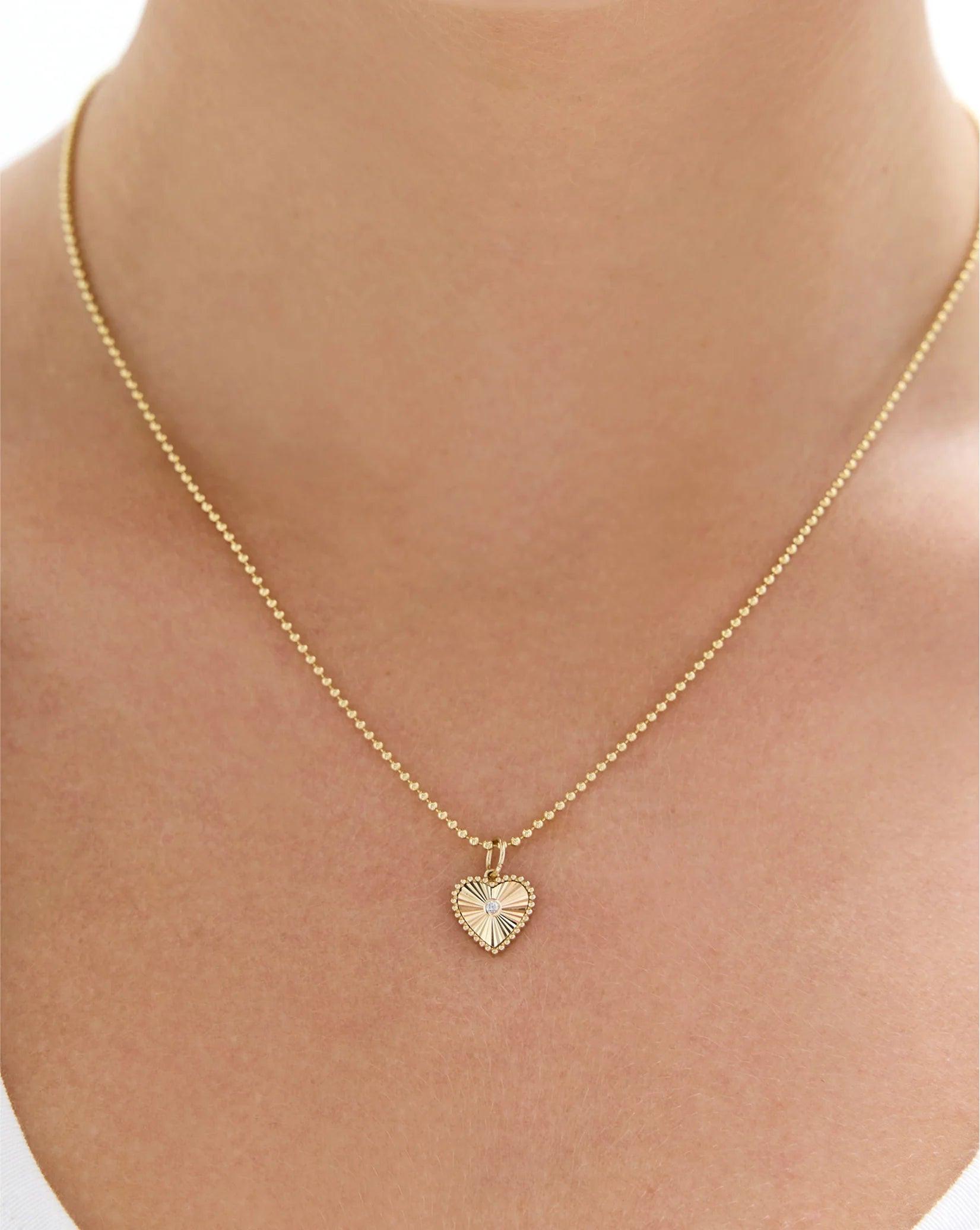 Stunning Fluted Heart Diamond Pendant - Elegance Redefined.