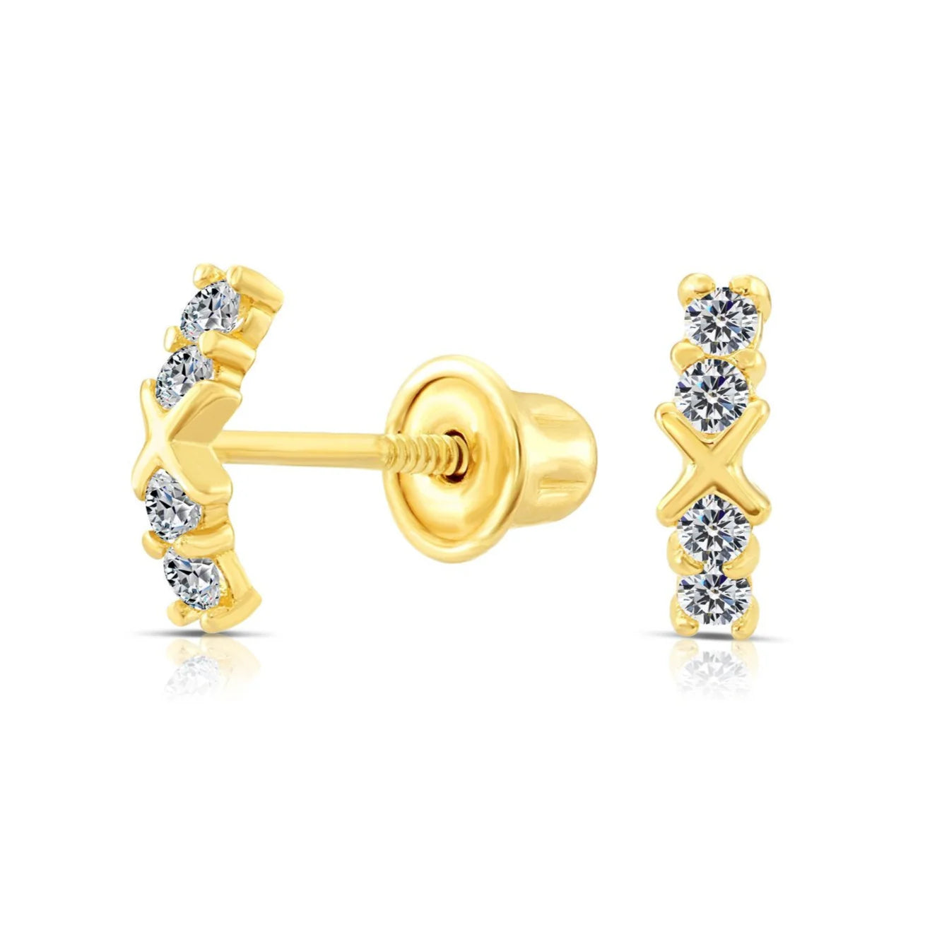 10K Yellow Gold Tiny XO Stud Earrings