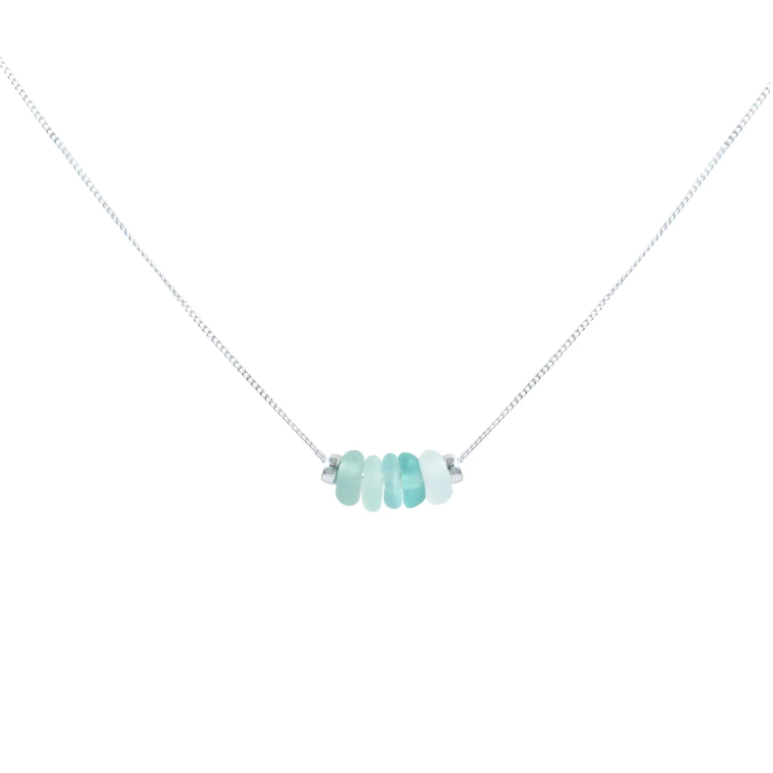 Dainty Aqua Sea Glass Bracelet in Sterling Silver - Perfect Beach-Inspired Jewelry Gift.