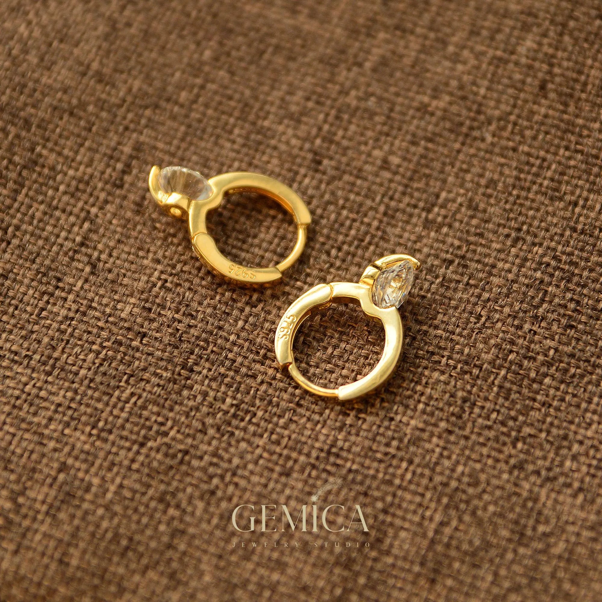 14K Gold Vermeil Diamond Stud Earrings: Elegant Minimalist Jewelry, Ohrstecker Gold, Ohrringe Gold