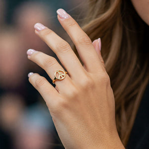 14K Yellow Gold Peace Sign Ring