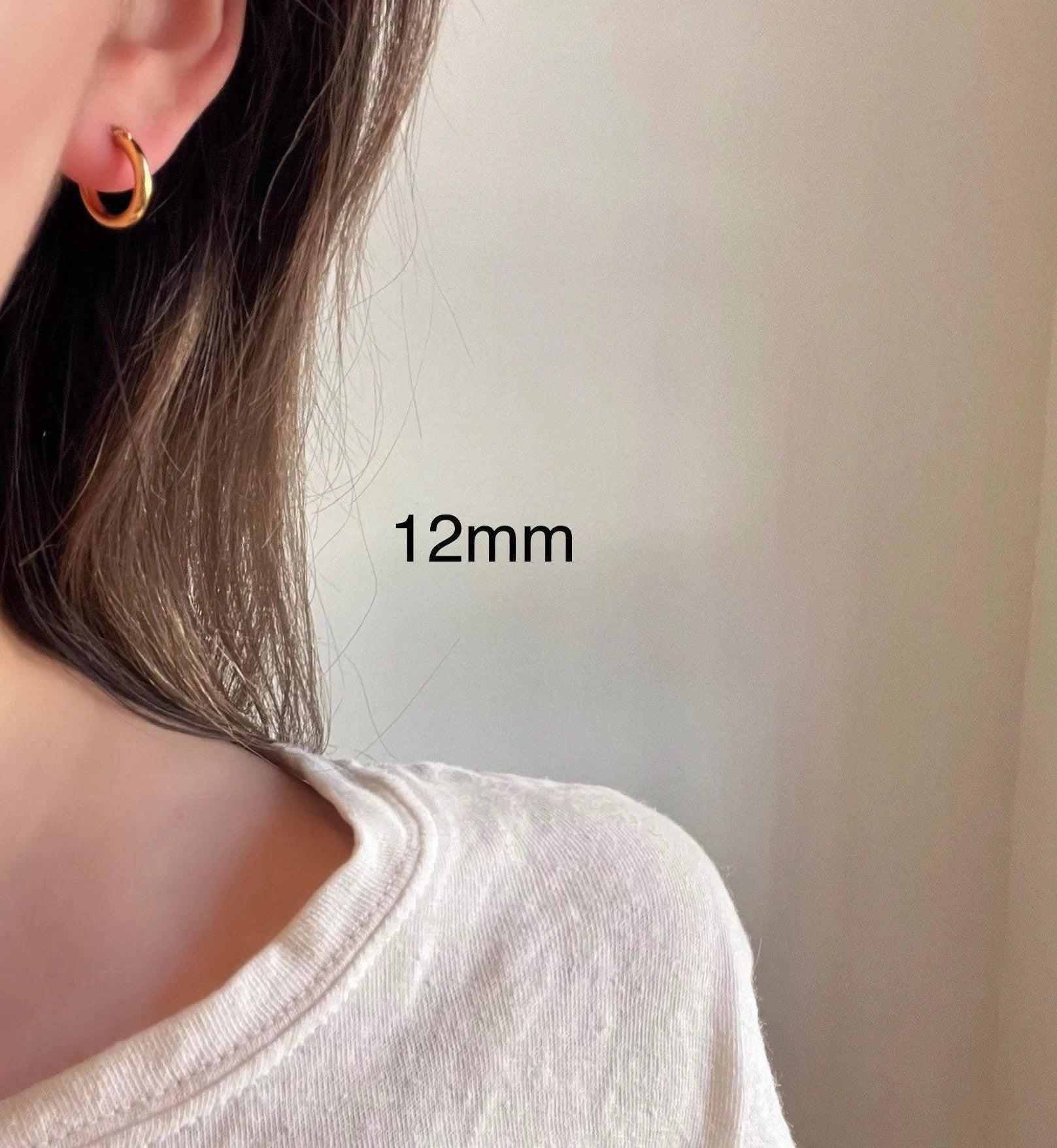 Elegant 18K Gold Plated Titanium Waterproof Minimalist Thin Hoop Earrings - Perfect for Stacking!.