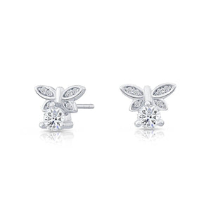 Stunning Sterling Silver CZ Dragonfly Stud Earrings.