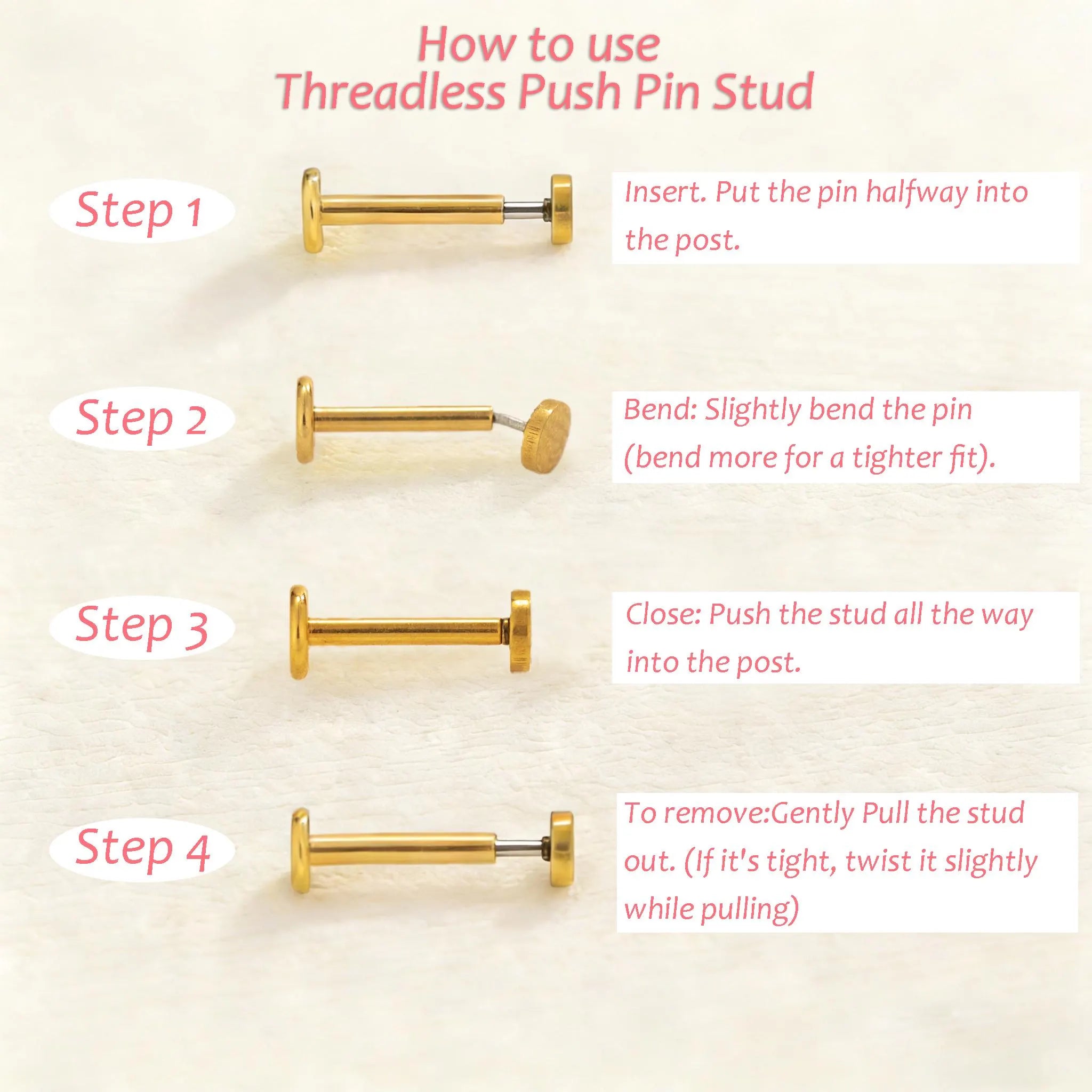 Titanium Tiny CZ Threadless Push Pin Labret Flat Back Earring