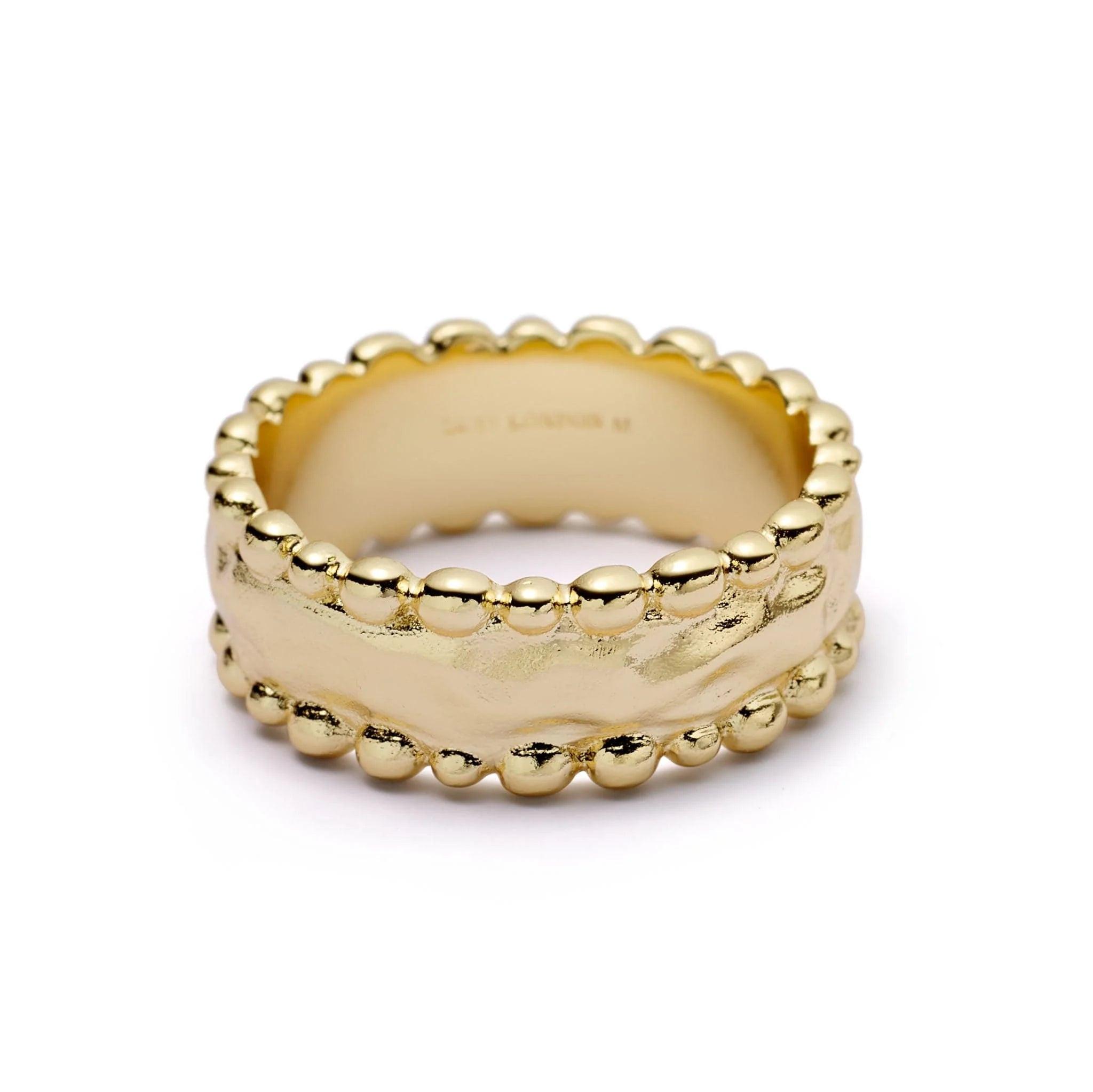 Stunning 18Ct Gold-Plated Amulet Band Ring.