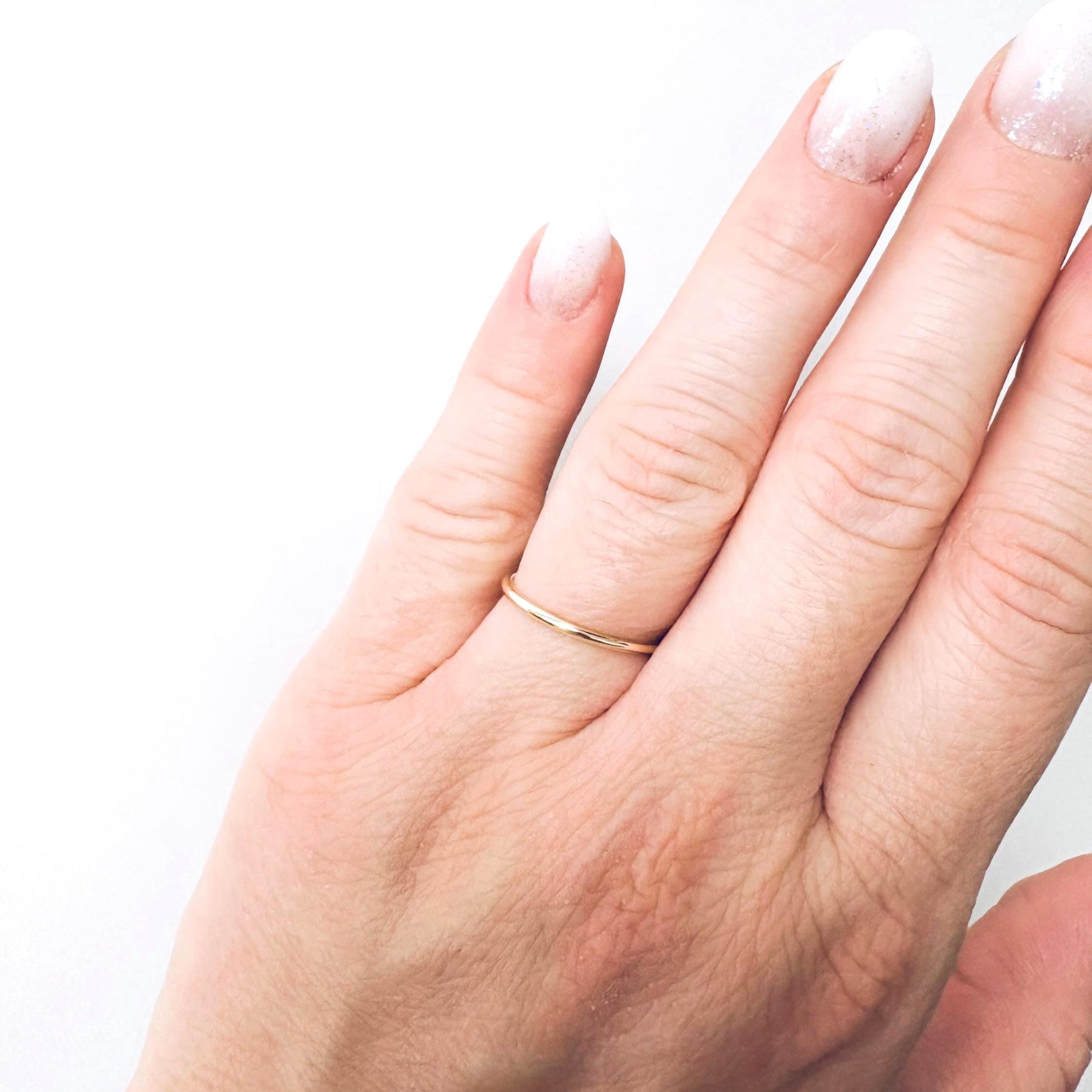 14K Solid Gold 1.2Mm Simple Wedding Band: Yellow Gold or White Gold