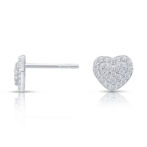 Elegant Double Heart CZ Stud Earrings in Sterling Silver.