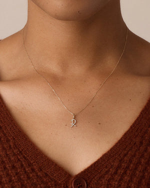 Diamond Script Alphabet Charm Necklace