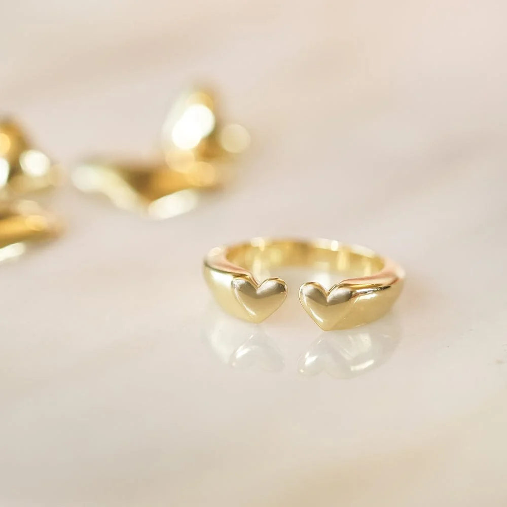 Heart Signet Ring 18Ct Gold Plate
