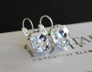 Rivoli Clear 14Mm Leverback Earrings Made with Swarovski Crystal Elements Choose a Finish