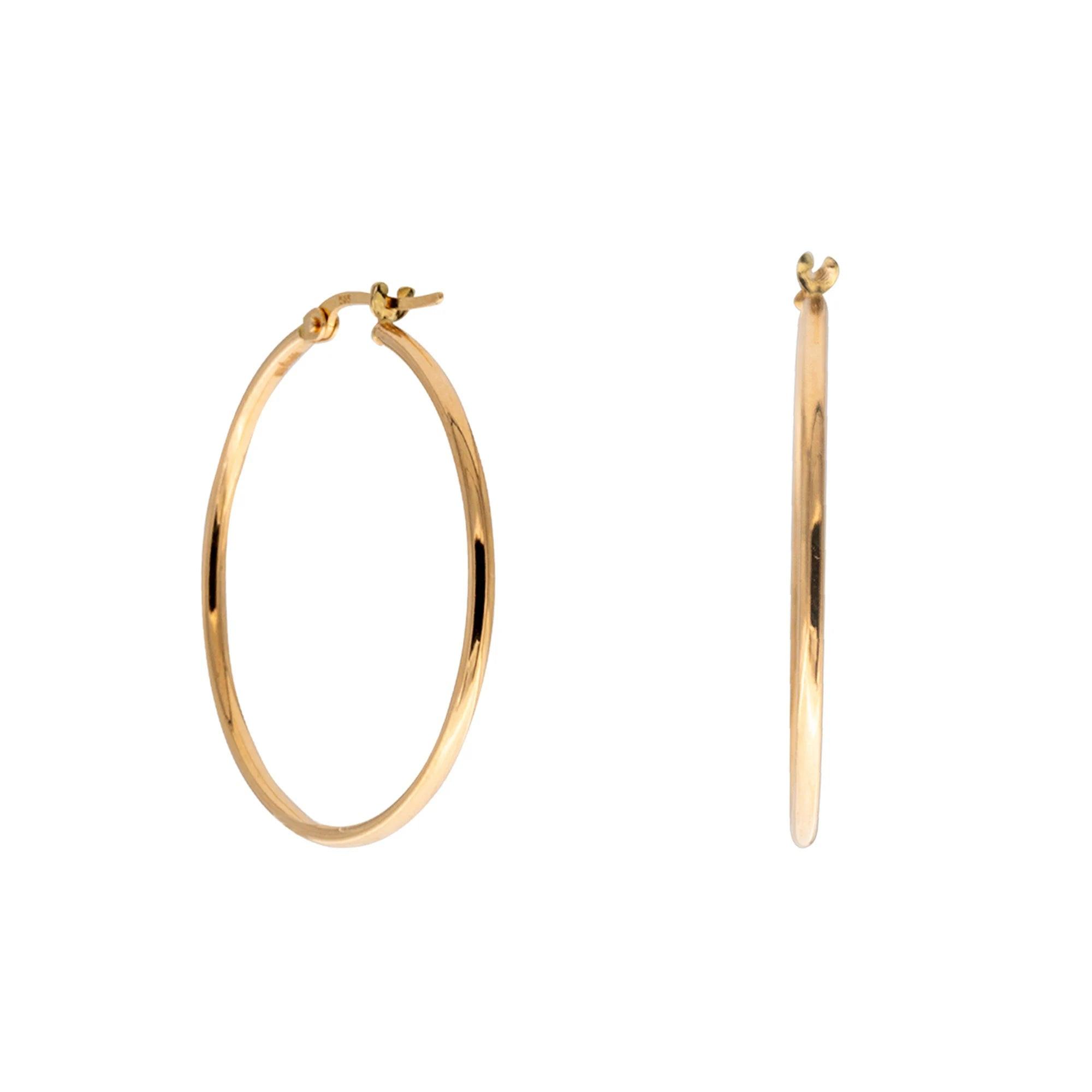 Elegant 14K Solid Gold Hoop Earrings - Classic Thickness, Available in Multiple Sizes (13mm, 18mm, 23mm, 32mm).