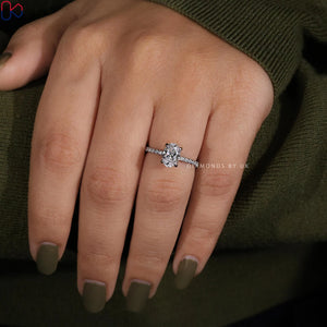 Real Oval Lab Grown Diamond Engagement Ring Oval Lab Diamond Anniversary Ring Oval Brilliant Lab Diamond Ring Oval Proposal Ring for Her
