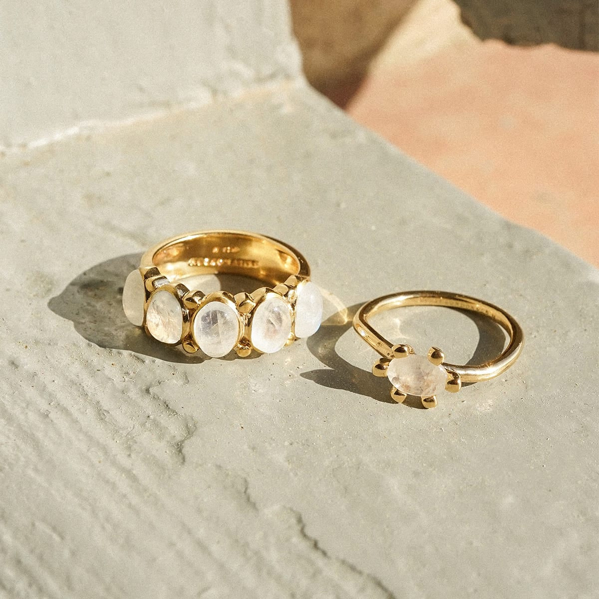 Bold Moonstone Ring 18Ct Gold Plate