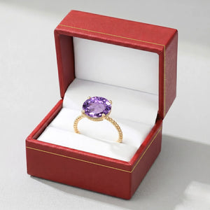 14K Yellow Gold 5 Carat Purple Amethyst Gemstone Ring, "Ms. Luscious"