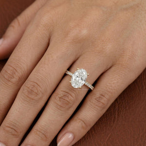 Oval Cut Engagement Ring, Lab Grown Diamond Solitaire Accent Ring, 14K Yellow Gold Bridal Ring, Propose Ring for Love, 3 Carat Oval Ring