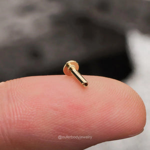 14K Solid Gold Internally Threaded Labret Studs - Available in 5mm, 6mm, 8mm, and 10mm for Cartilage, Helix, and Tragus Piercings.