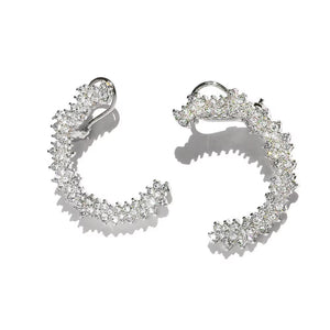 Crescent Cubic Zirconia Ear Cuff: Silver Party Earrings