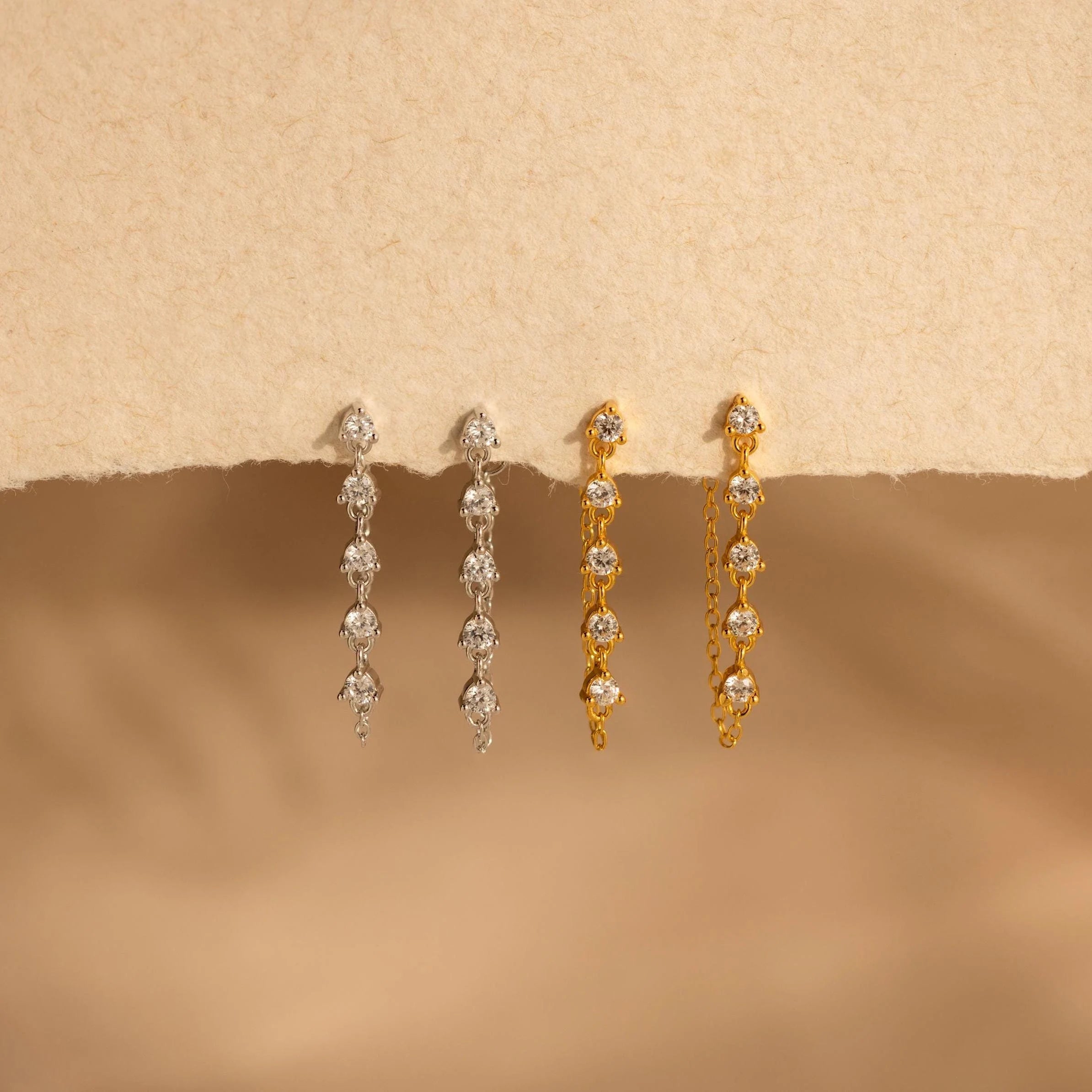 Diamond Drop Chain Earrings by Caitlyn Minimalist • Dainty Diamond Dangle Stud Earrings • Vintage Bridal Jewelry • Gift for Her • ER584