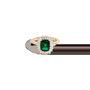 Lab Grown Green Emerald Alexandra Ring NikNenz™ Premium Gold & Diamonds