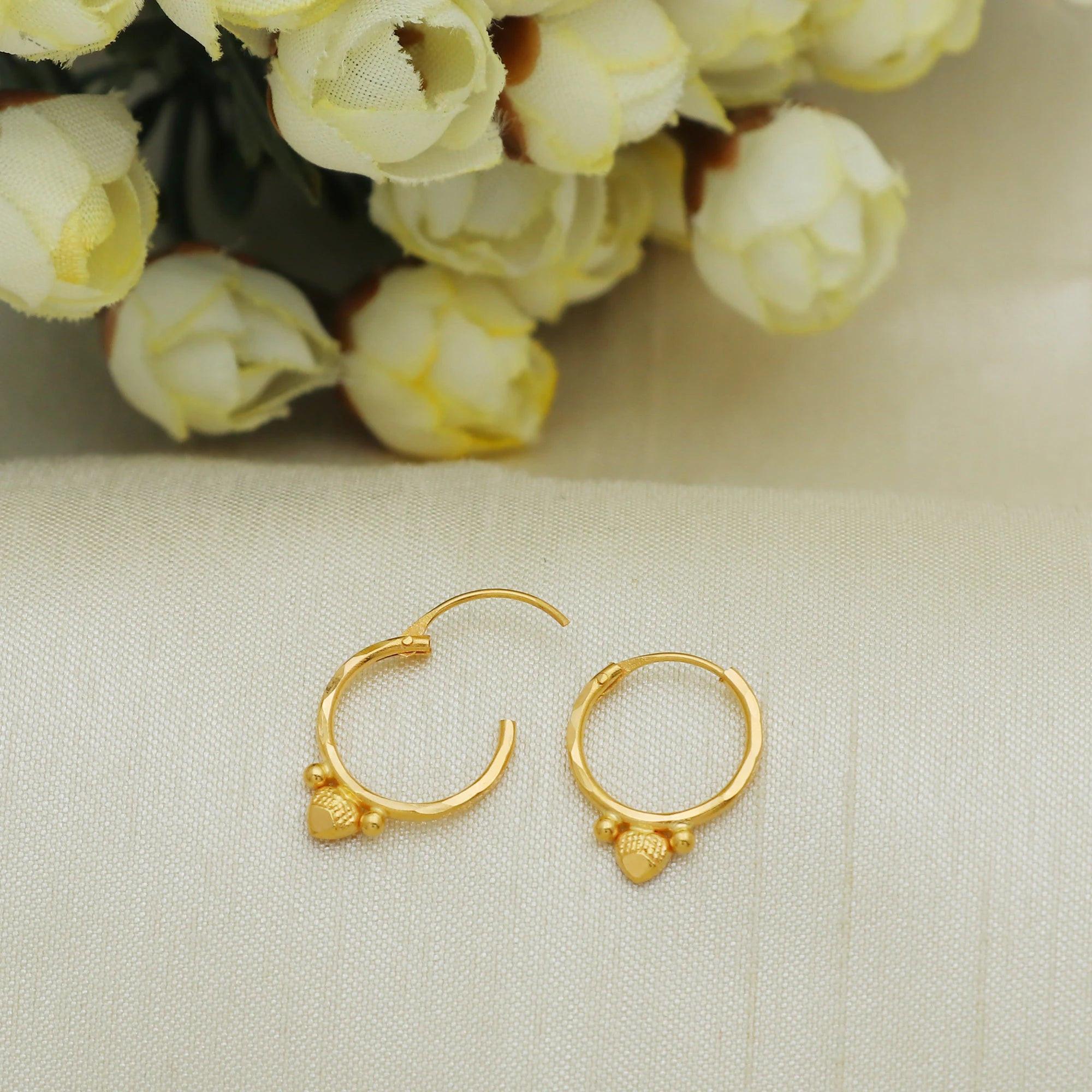 Elegant 20K Indian Gold Hoops for Weddings, Birthdays & Daily Glamour.