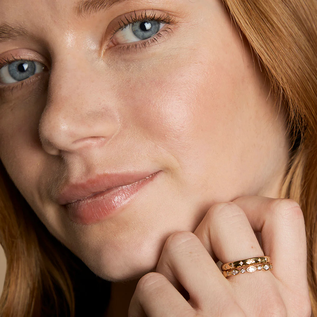 Crystal Band Ring Stacking Set in Gold