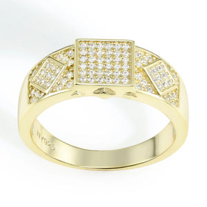 Sparkling 925 Sterling Silver Pave Square Signet Pinky Wedding Band - Perfect for Anniversaries & Everyday Elegance.